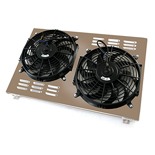 Aluminum Radiator Shroud+2x12 Fans Compatible with Chevy Chevelle El Camino Pontiac GTO 1968-1972 1969 70 71 w/Relay Wiring Harness