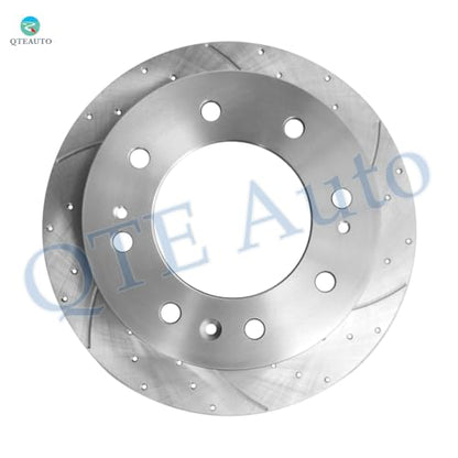 PM Auto Set of 4 Front 355mm-Rear 360mm Drilled Slotted Brake Disc Rotors Compatible With 2011-2015 Chevrolet Silverado 3500 HD