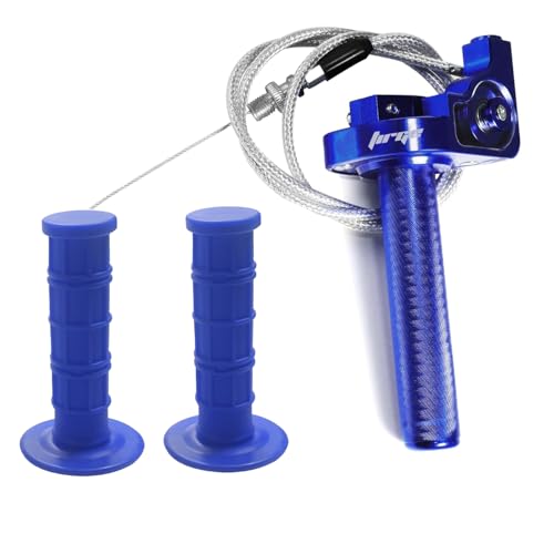 Throttle Grip Motorcycle 22mm CNC Aluminum Quick Twister Throttle Cable+Handlebar Grip for CRF50 CRF70 70 110 70CC 110CC IRBIS 125 250 Dirt Pit Bike Accessories (Blue+Grip) - color: Blue+grip