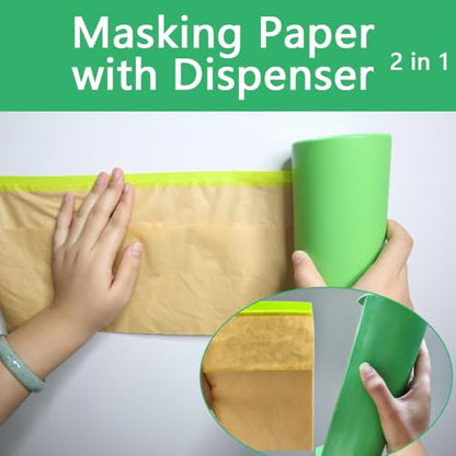 NETEHA 2 Rolls 12inch x 50feet Masking Paper with 1pcs Dispenser