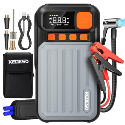 Car Jump Starter with Air Compressor Battery Jumper Starter Portable - color: Orange