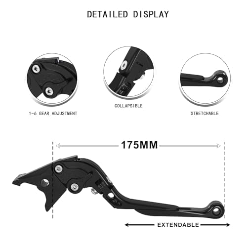 MFGZD for R1 Black Motorcycle Brake Clutch Levers Foldable Extendable Long - style: R1 Black