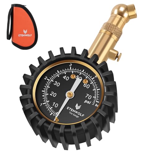 ETENWOLF Tire Pressure Gauge for Cars 0-75 PSI with Large Glow Dial - color: Black