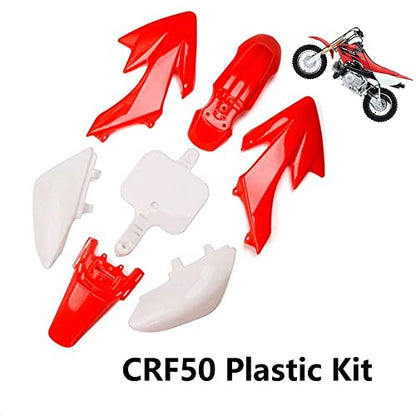 CRF50 Plastic Fairing and Pink Graphics Stickers Kit for compatible with XR50 CRF50 SDG SSR Pit Dirt Bike Motorcycle 50cc 90cc 110cc 125cc 140cc 150cc 160cc Plastic Panel Screw Set (Red) - color: Red