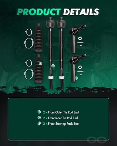 SCITOO 6pcs Front Inner Outer Tie Rod End for Chevy Equinox,for GMC Terrain