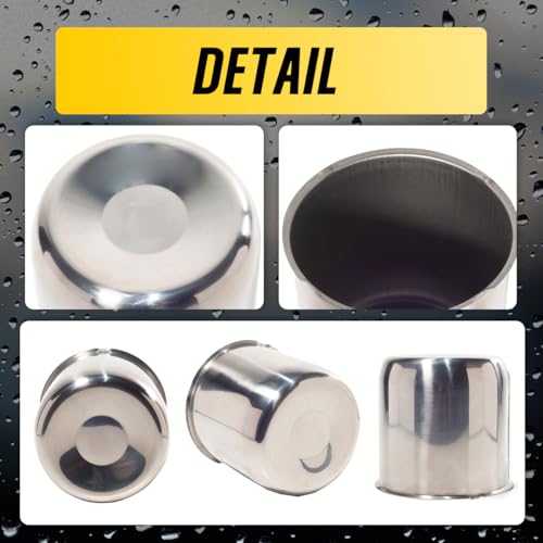 2Pcs 4.88" Stainless Trailer Wheel Center Caps, 4.76" H Chrome - color: Chrome, size: 4.88" Hub 4.76" H