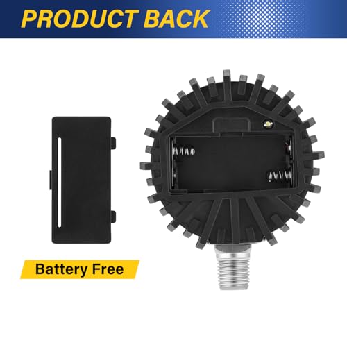 MEASUREMAN 2-1/2" Dial Size Digital Air Pressure Gauge with 1/4'' NPT Bottom Connector and Protective Boot, 0-250psi, Accuracy 1%, Battery Powered with LED Light (Pack of 2) - size: Long thread (Pack of 2), style: 0-250psi