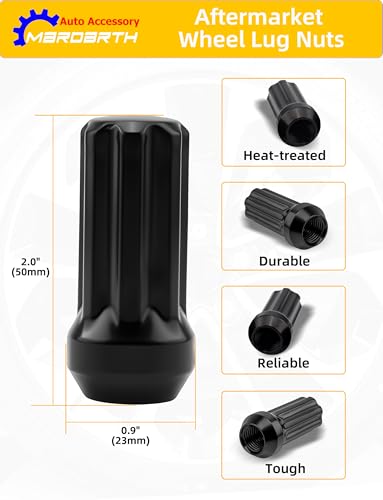 24+1 Black 7 Spline Lug Nuts M14x1.5 Closed End Conical Bulge Seat Hex 19mm - size: 14mm × 1.5, style: 24 Count