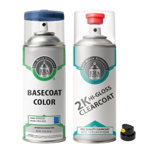 ERA Paints - PB5/AB5 - Electric Blue Pearl for DODGE Exact OEM Color Match Automotive Touch Up Paint for Cars - Spray Paint with Premium Spray Nozzle - 2K Essential Kit - Made in USA - style: Spray - 2K Essential Kit