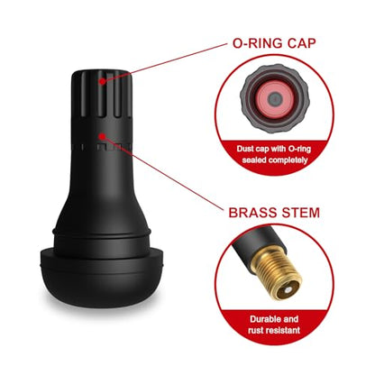 SUNSOUL TR412 5pcs Brass Stem EPDM Rubber Snap-in Short Tire Valve Stem for 0.453 Inch 11.5mm Rim Holes - color: TR412-5pcs