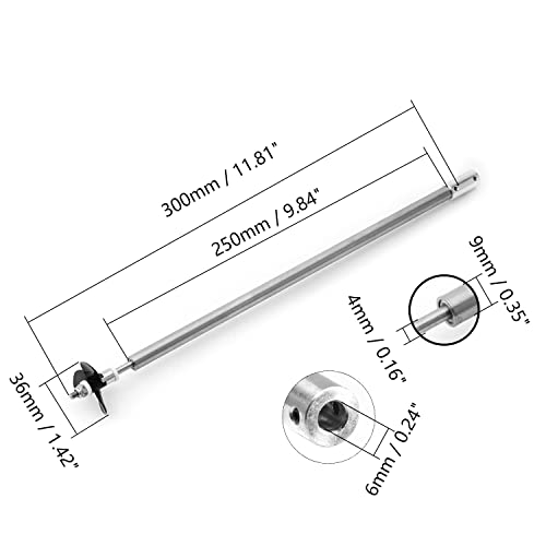 Fielect Drive Shaft w Propeller and Universal Joint for RC Boat, L300mm Shaft, L250mm Sleeve, D36mm Propeller, Fit for 6mm Motor Shaft - color: 6.00mm 30cm 25cm