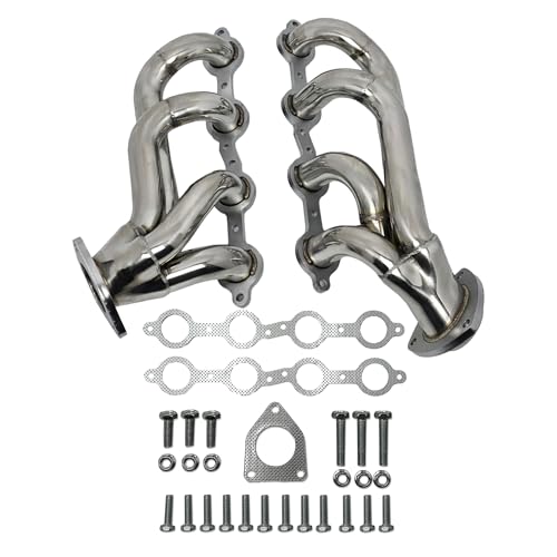 Exhaust Headers 2002–2013 Silverado Sierra Suburban Tahoe Yukon Escalade 4.8L 5.3L 6.0L 6.2L V8 LS Style Engines 304 Stainless Steel Right Side Beveled Flange - size: Bolt On Headers 02-13 Silverado Sierra Tahoe