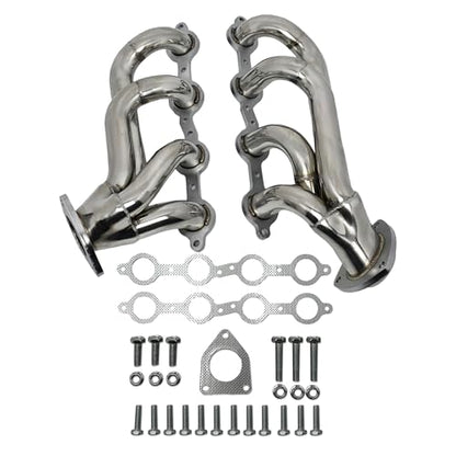 Exhaust Headers 2002–2013 Silverado Sierra Suburban Tahoe Yukon Escalade 4.8L 5.3L 6.0L 6.2L V8 LS Style Engines 304 Stainless Steel Right Side Beveled Flange - size: Bolt On Headers 02-13 Silverado Sierra Tahoe