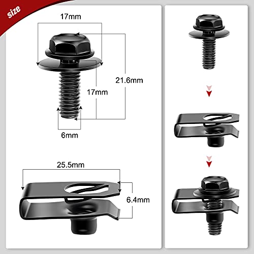 Nilight 35PCS Engine Under Cover Splash Shield Guard Body Bolts Bumper Fender Liner Push Retainer Fastener Rivet Clips Extruded U-Nuts for Infiniti G35 G37 FX35 FX45 EX35 Nissan 370Z 350Z - color: 35Pcs Extruded U-nuts