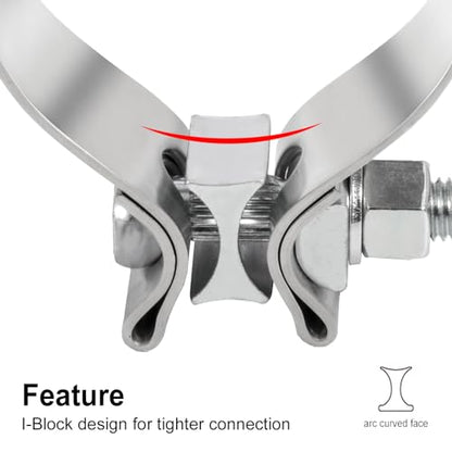 TIROL 2.75 inch Exhaust Clamp, 2 3/4" Exhaust Band Clamp Stainless Steel - color: 2.75 Exhaust Clamp 2pcs