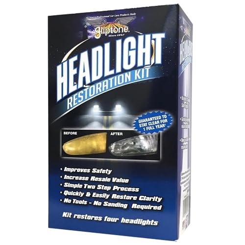 Gliptone Headlight Restoration Kit, Restores 4 Headlights, Guaranteed, Easy 2 Step Process, 7 Piece Kit, No Sanding or Tools Required