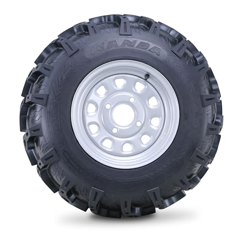 WANDA ATV Tire & Wheel Set 25x8-12 25x10-12 on 4x110mm PCD 5+2 Silver Rims - size: 4x110mm 5+2 wheel