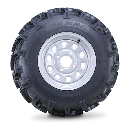 WANDA ATV Tire & Wheel Set 25x8-12 25x10-12 on 4x110mm PCD 5+2 Silver Rims - size: 4x110mm 5+2 wheel