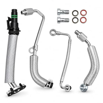 FUSCH Turbo Oil Return Drain Line & Oil Feed Pipe Hose kits Compatible with Chevy Cruze 2011-2016 Sonic 2012-2020 Trax 2015-2021 Buick Encore 2013-2021 1.4L Engine Replace#: 55587854 55592600 55568031