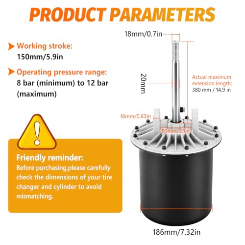Universal Bead Breaker Cylinder for Tire Changer 380mm Fully Assembled Iron Seal Kit (380mm) - size: 380mm