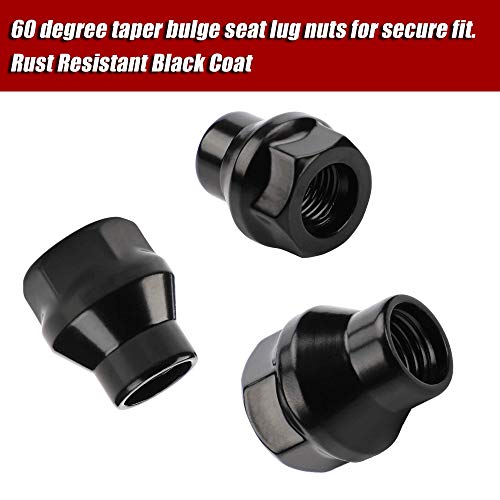 12x1.5 Extended (ET) Lug Nuts, Black, 24PCS - color: Black, size: 1.1inch