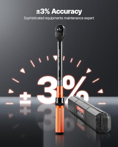 VEVOR 1/2-inch Drive Torque Wrench, 10-170 ft.lb/13.6-230.5 Nm, Dual-Direction Adjustable 72 tooth Click Torque Wrench with Buckle for Bicycle, Moto and Car Maintenance - size: 1/2" 1 PCS