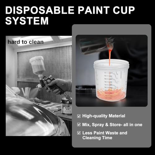 LVLP Spray Gun, Automotive Paint Gun with 10 Disposable Cups, 22oz