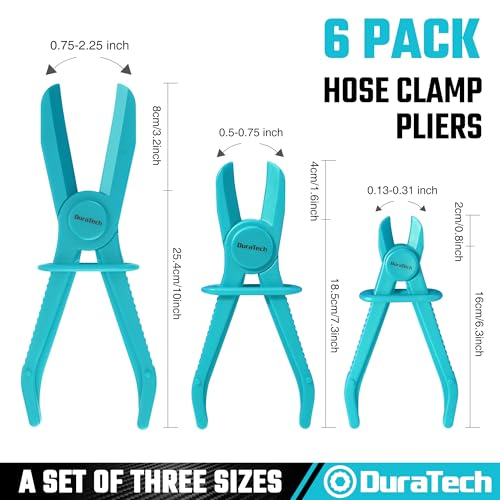 DURATECH 6-Piece Hose Clamp Pliers Set, Pinch Clamp Pliers, Blue - size: 6-Piece, style: Straight（Blue）