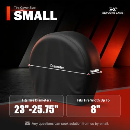 Explore Land Tire Covers 4 Pack Fit Tire Diameters 23-25.75 inch, Black - size: S (Fits Tire Diameters 23''-25.75''), style: Black - 4 Pack