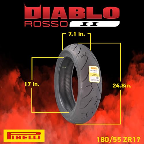 Pirelli Diablo Rosso II 180/55 ZR 17 M/C (73W) TL Rear Motorcycle Tire - size: 180/55ZR17