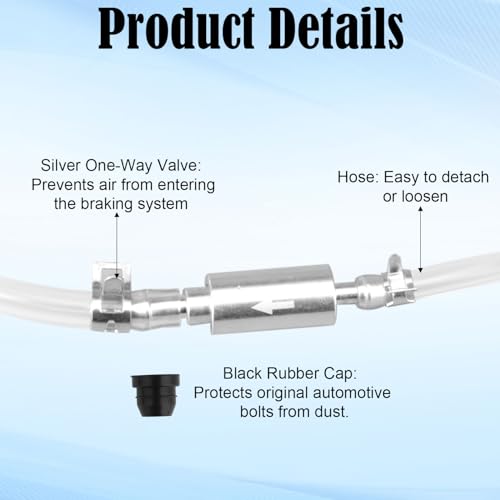 Penitue 2 Pack Universal Brake Bleeder Hose Kit with One-Way Check Valve, Motorcycle & Car Fluid Bleeding Tube Tool for Clutch and Brake System (Includes Metal Clips)