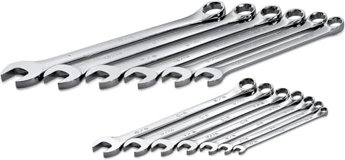 SK Tools USA 13 Piece, Long Pattern, 6 Point, SAE SuperKrome® Combination Wrench Set: 1/4" - 1" | 86118