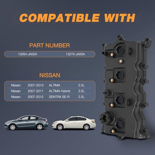 Nilight Engine Valve Cover with Gasket, Replace# 13264JA00A 13270JA00A - size: for Nissan Altima 2007-2013, Sentra 2007-2012