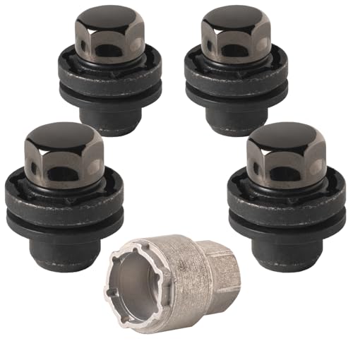 Farad GalaxyLock 382/MX Black Chromed Lug nut Wheel-Locks Kit Suitable for Toyota Highlander (M12 X 1.5 Thread Size) - Set of 4 Lug Nuts + 1 Key
