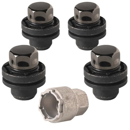 Farad GalaxyLock 382/MX Black Chromed Lug nut Wheel-Locks Kit Suitable for Toyota Highlander (M12 X 1.5 Thread Size) - Set of 4 Lug Nuts + 1 Key
