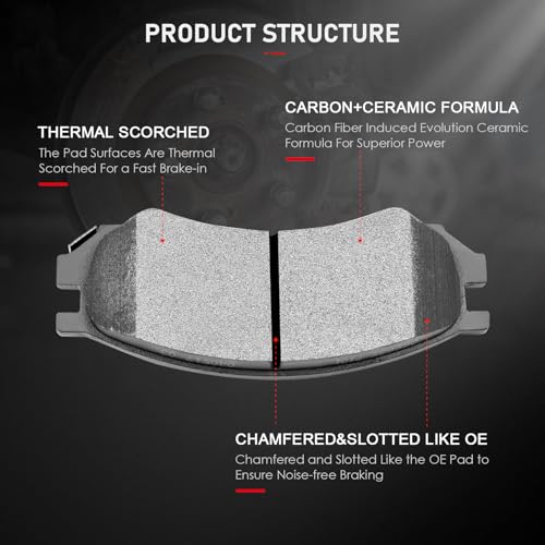cciyu D507 Brake Pads w/Hardware Front Disc Brake Pad Set - size: Front[D507]
