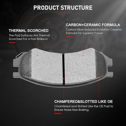 cciyu D507 Brake Pads w/Hardware Front Disc Brake Pad Set - size: Front[D507]