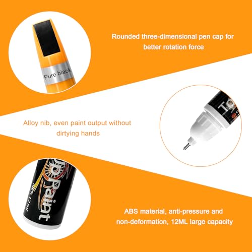 Touch Up Paint Pen for Cars, 2 in 1 Quick Drying Touch Up Pen Lasting Auto Scratch Remover, 0.4 Fl Oz Color Accurate Paint Pens Quick & Easy Solution to Repair Scratches (Black) - color: Black
