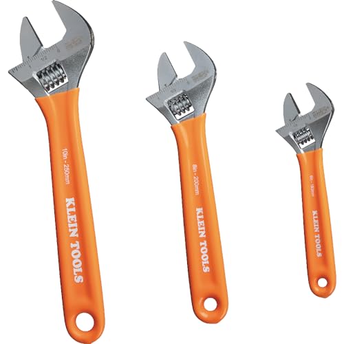 KLEIN TOOLS D5073 3-Piece Extra Capacity Adjustable Wrench Set - size: 3-Piece Kit