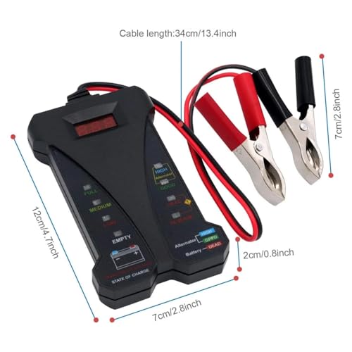 J805 Charging System Analyzer, 12V Digital Car Battery Tester for Car Truck Motorcycle SUV ATV RV and Boat