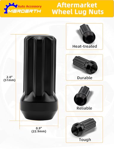 24+1 14x2.0 Spline Lug Nuts 2" Long conical seat Fits F150 Expedition - size: 14mm × 2.0, style: 24 Count