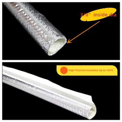 10mm - 3/8" Self-wrap Aluminum Heat Shield Sleeve Thermal Reflective Side Entry High Temperature for Hoses, Wire Harnesses, Cables, Automotive, Exhaust 78" (2 Meter) - size: 10mm - 3/8" Dia - 78" Long