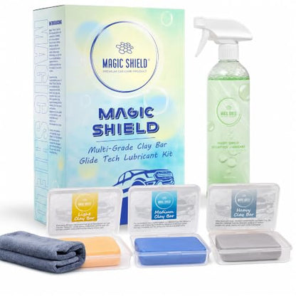 Magic Shield Car Clay Bar Kit with Lubricant Spray, 3 x 100 g - size: Triple clay bars w/ spray