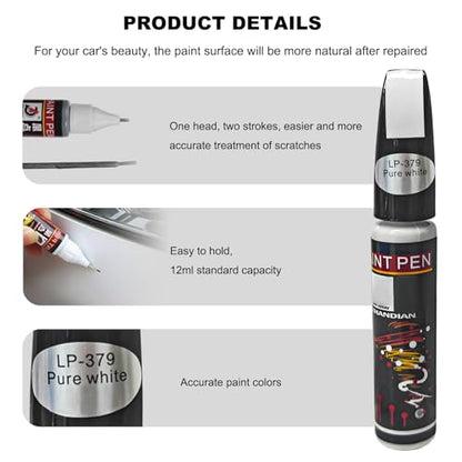 Car Touch Up Paint, 2-in-1 Color Accurate Paint Pen Lasting Auto Scratch Remover, Quick Drying Automotive Touch-up Paint Fill Pen for Most Vehicles, Universal Car Accessories (White) - color: White