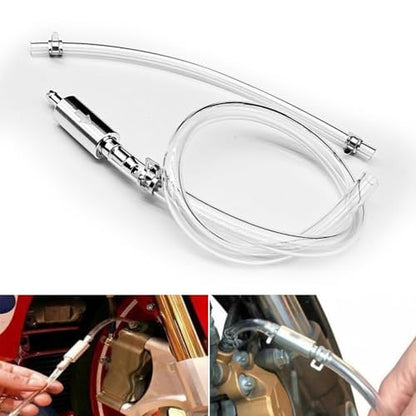 2 PCS Motorcycle Brake Bleeder Hose Kit, Vehicle Clutch Drained Bleeder Tool, Universal Filler Pipe Clutch Hydraulic Brake One-Way Check Valve, Durable Repair Accessories (Silver)