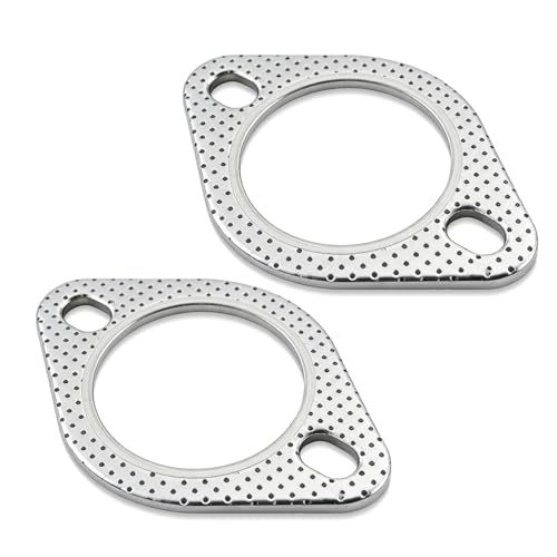 2PCS Car Exhaust Gasket, Exhaust Flange Gasket, Ultra Seal 2-Bolt 2.5-Inch Reinforced High Temperature Exhaust Manifold Gasket, Catalytic Converter Gasket for Most Cars Trucks (2.5 Inch) - color: 2.5 Inch