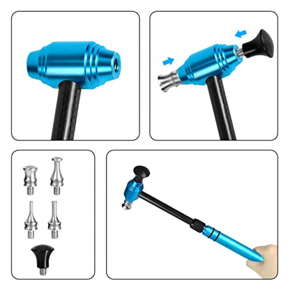 WHDZ Paintless Dent Repair Tools Dent Removal Hammer Double-Faced Car Dent Repair Leveling Hammer Telescopic - color: Blue
