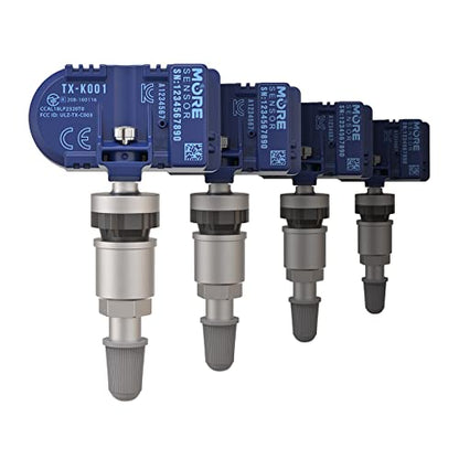 MORESENSOR Compact PRO Series Universal Programmable TPMS Tire Sensor | Clamp-in | 4-Pack | TX-K001-BL-4
