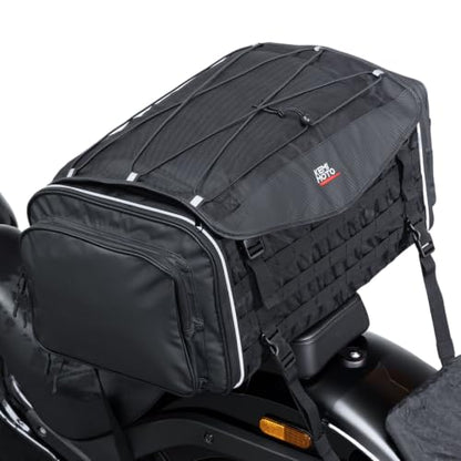 KEMIMOTO Motorcycle Travel Luggage Bags, Expandable Large Capacity Motorcycle Tail Bag, Waterproof Rear Rack Trunk, Motor Pannier Bag with Rain Cover and Straps 50L - size: 50L
