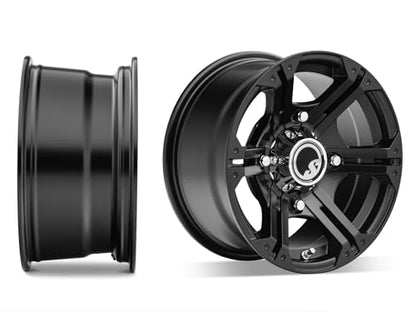 SuperATV 14x7 IN H-Series BAndit Wheel For Polaris UTV (See Fitment)| 4/156 Bolt Pattern (3/8x24 For M12x1,5 mm lugs) | 4.5 + 2.5 Offset | Cast Aluminum Construction, Nuts & Metal Valve Stem Included